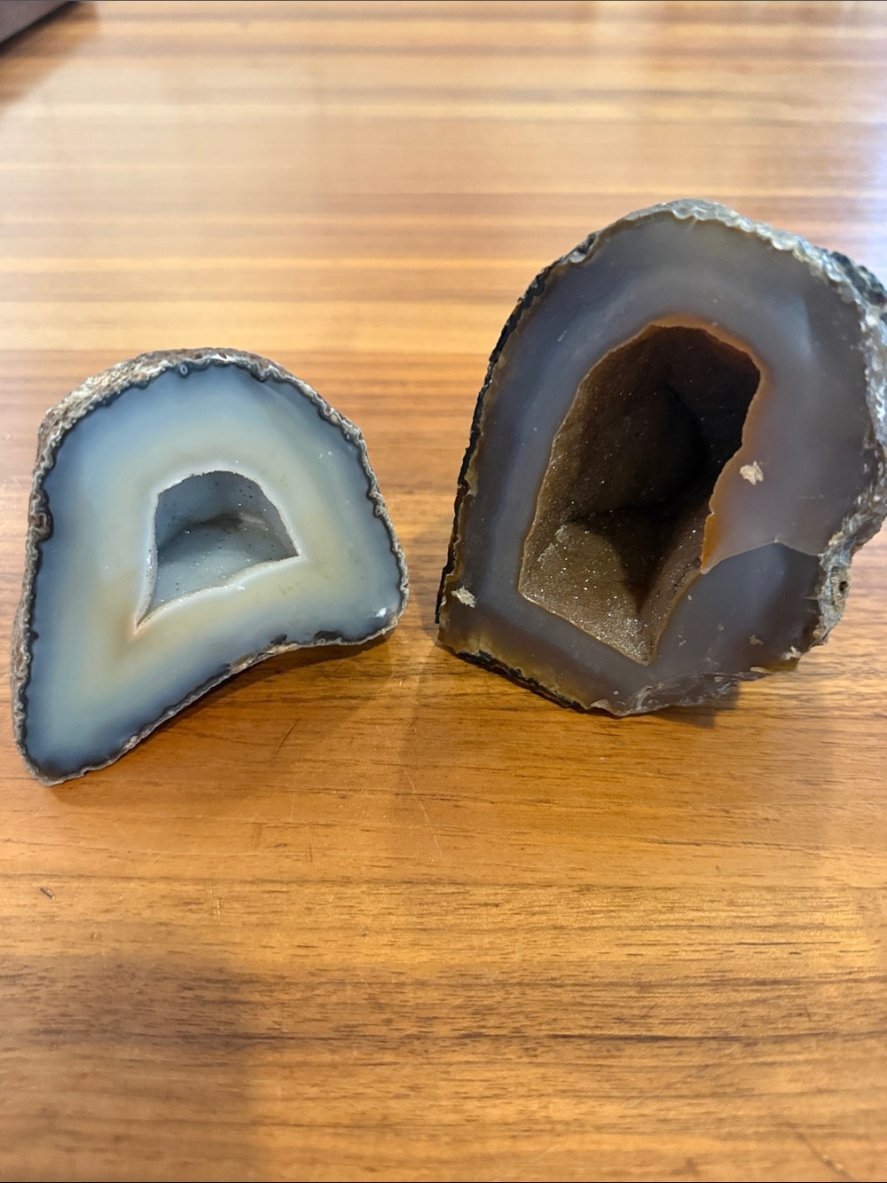 Set of 2 Brazilian Agate Geodes - Gemstone Crystal Decor